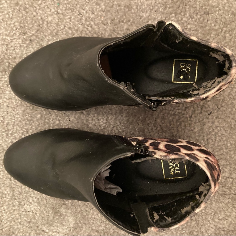 Diva Black & leopard 6Y bootie